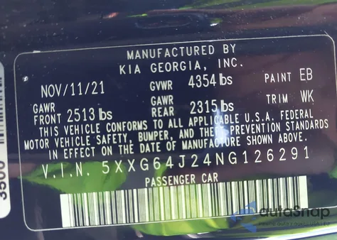 2022 Kia K5 Gt-Line from USA, damaged, VIN 5XXG64J24NG126291